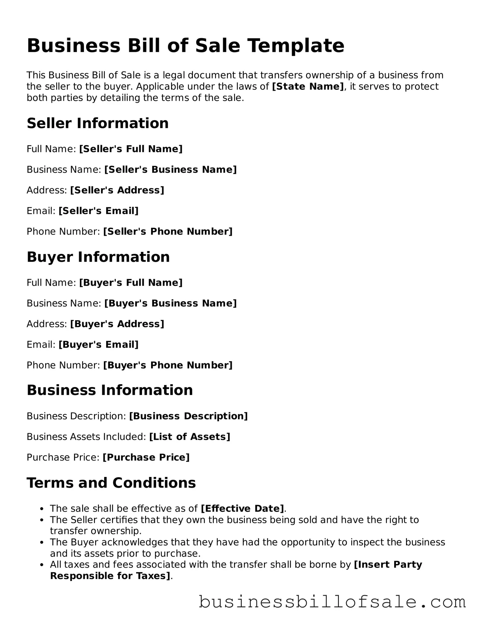 Attorney-Verified Business Bill of Sale Template